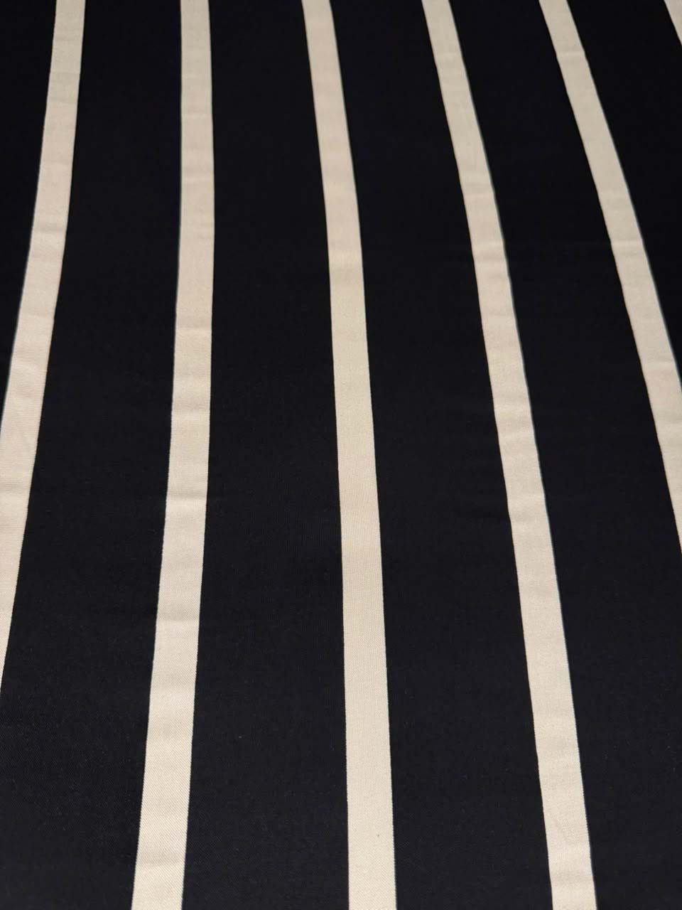 Luxury Stone Linen Fabric - Jet Black & Off-White Classic Stripe Print