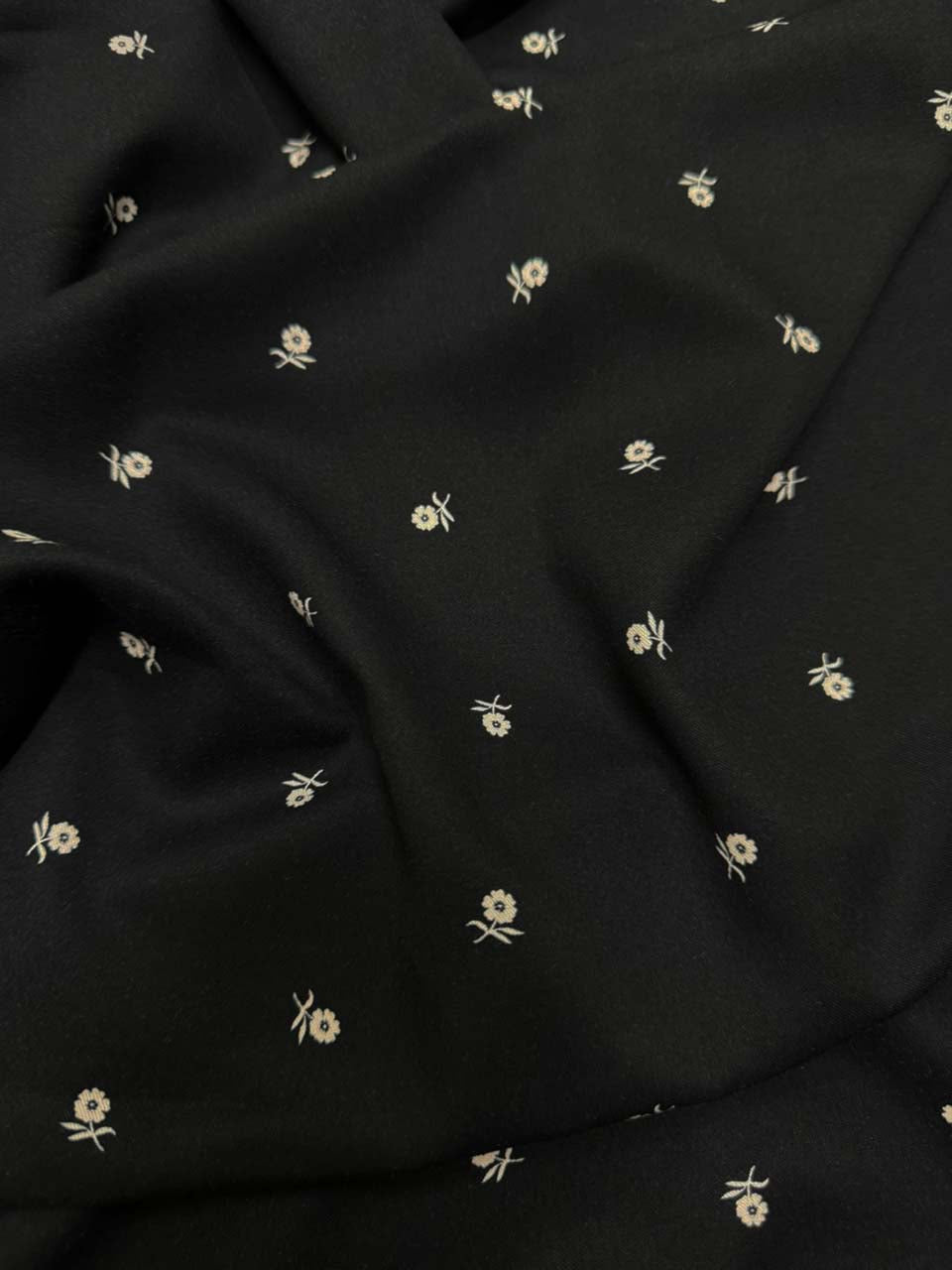 Aysel Luxe Marina Fabric - Jet Black Mini Floral Print