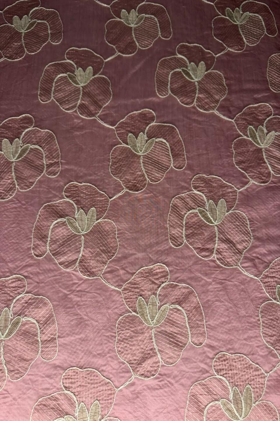 Printed Embroidered Paper Silk Chikankari Unstitched Shirt - Tea Rose Pink