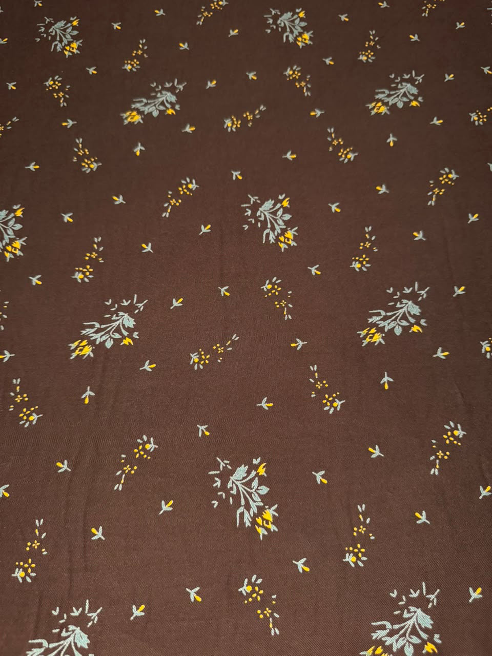 Marina Elaris - Dark Brown & Mustard Ditsy Floral Kundan Marina Printed Fabric