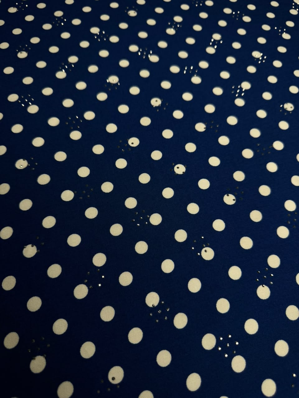 Diamond Linen Polka Dot Print Navy Blue & White - 2 Piece Suit For Women