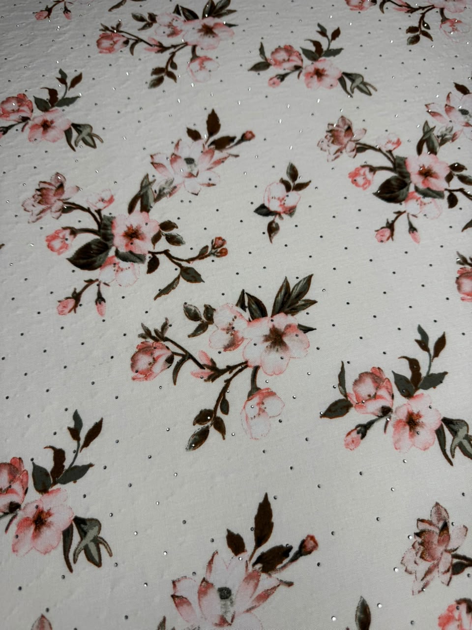 Diamond Linen Floral Branch Print Soft Pink & Ivory - 2 Piece Suit For Women
