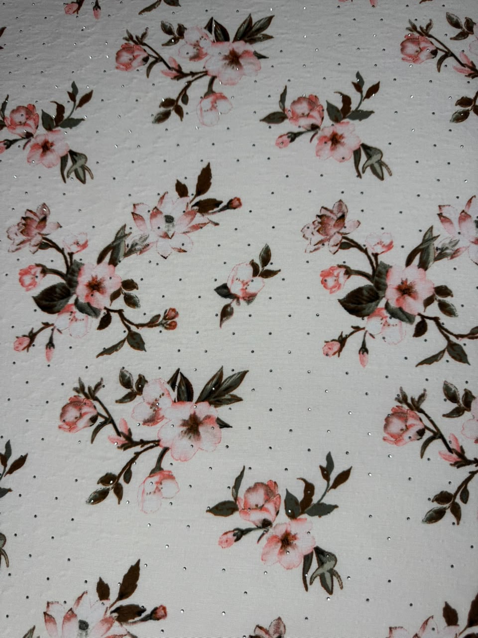 Diamond Linen Floral Branch Print Soft Pink & Ivory - 2 Piece Suit For Women