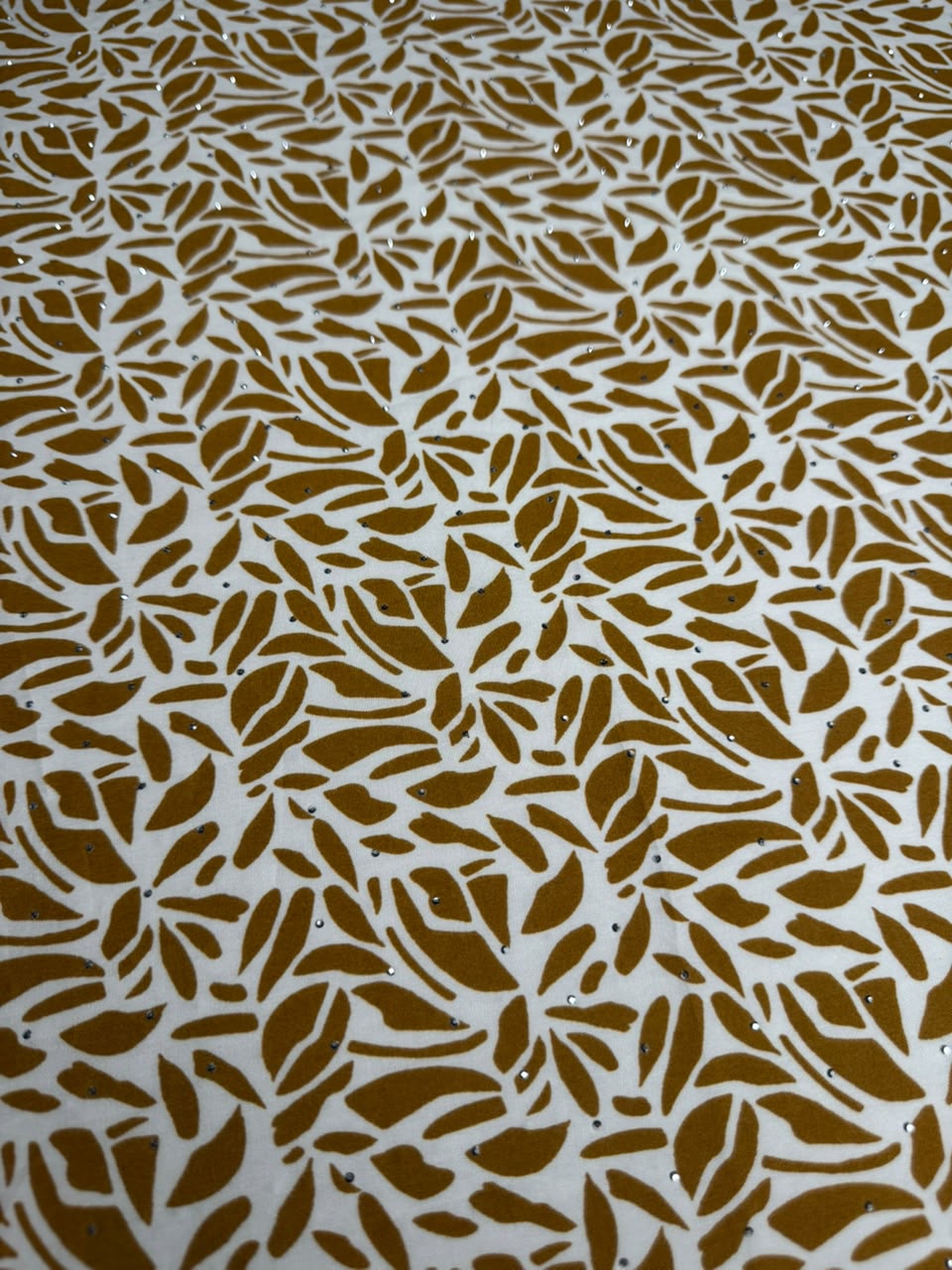 Diamond Linen Abstract Leaf Print Mustard Gold - 2 Piece Suit For Women