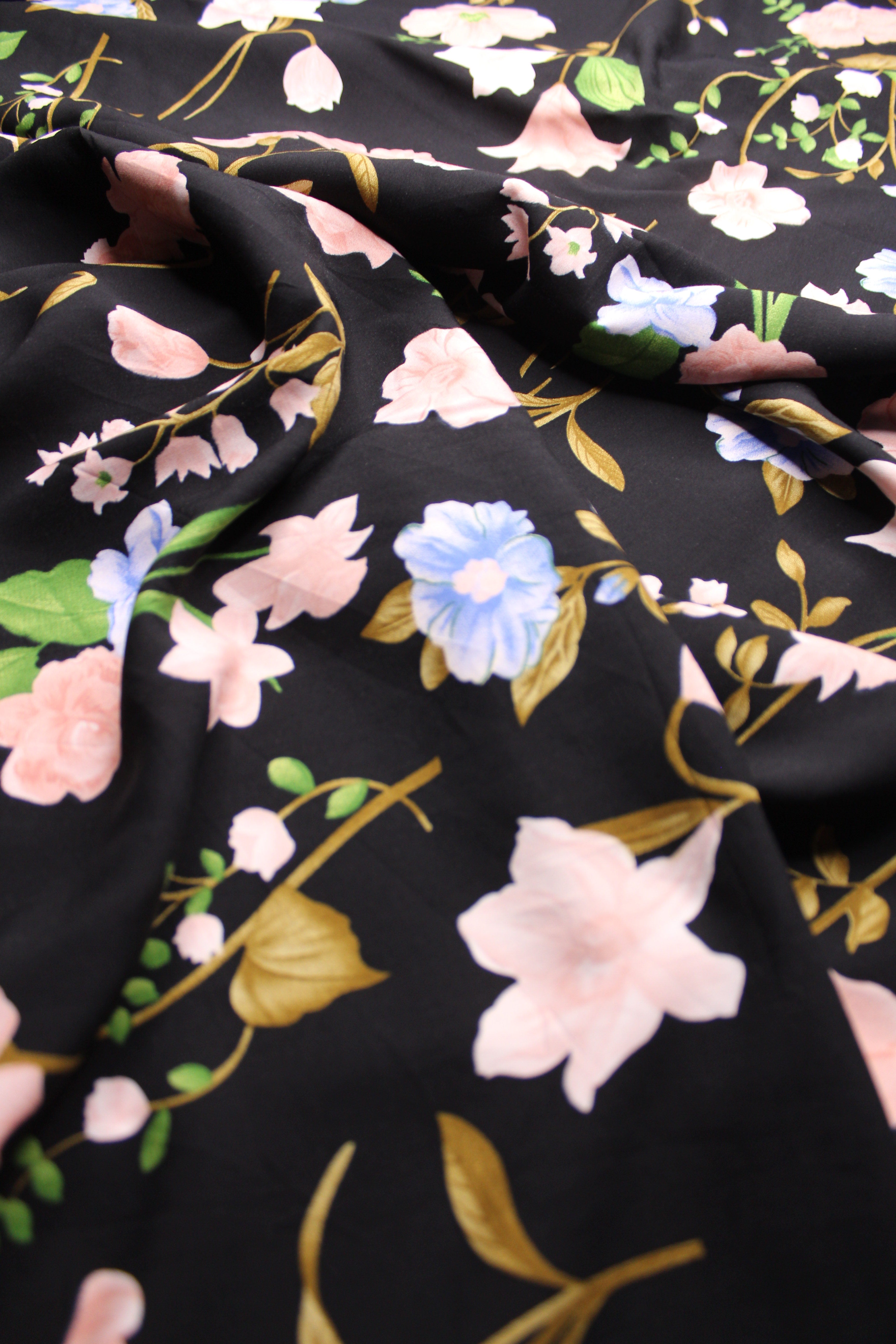 Premium Stone Linen Midnight Floral 2 Piece Unstitched Suit