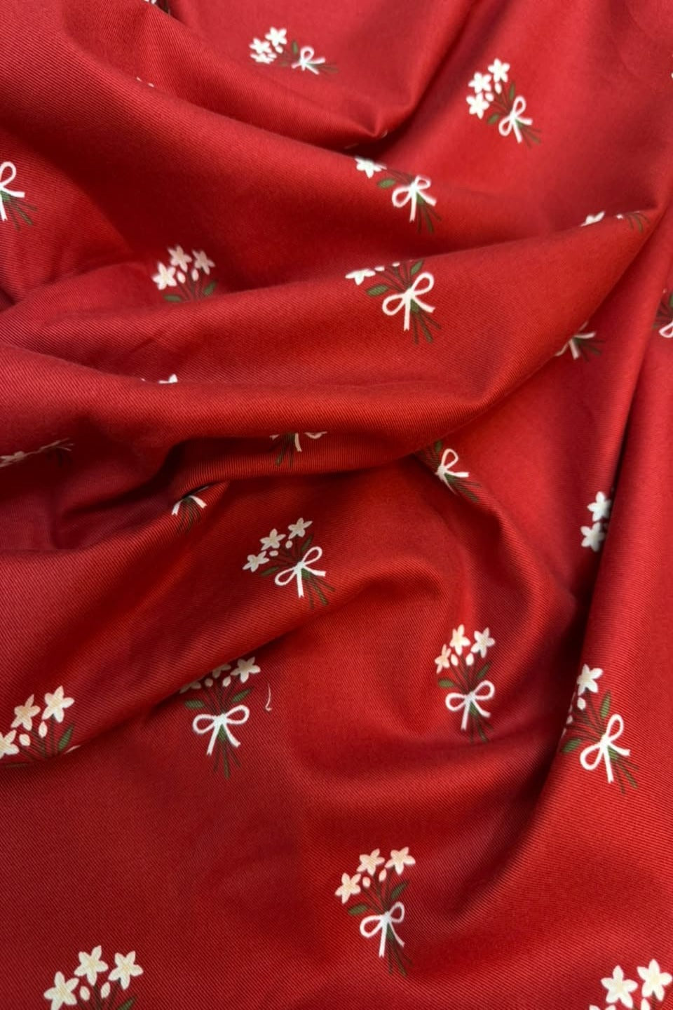 Marina Elaris - Crimson Red Floral Bouquet Printed 2 Piece Unstitched Suit