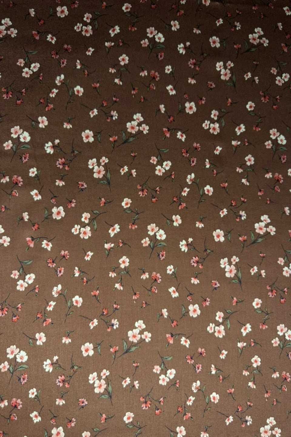 Marina Elaris - Chocolate Brown Floral Ditsy Printed 2 Piece Unstitched Suit