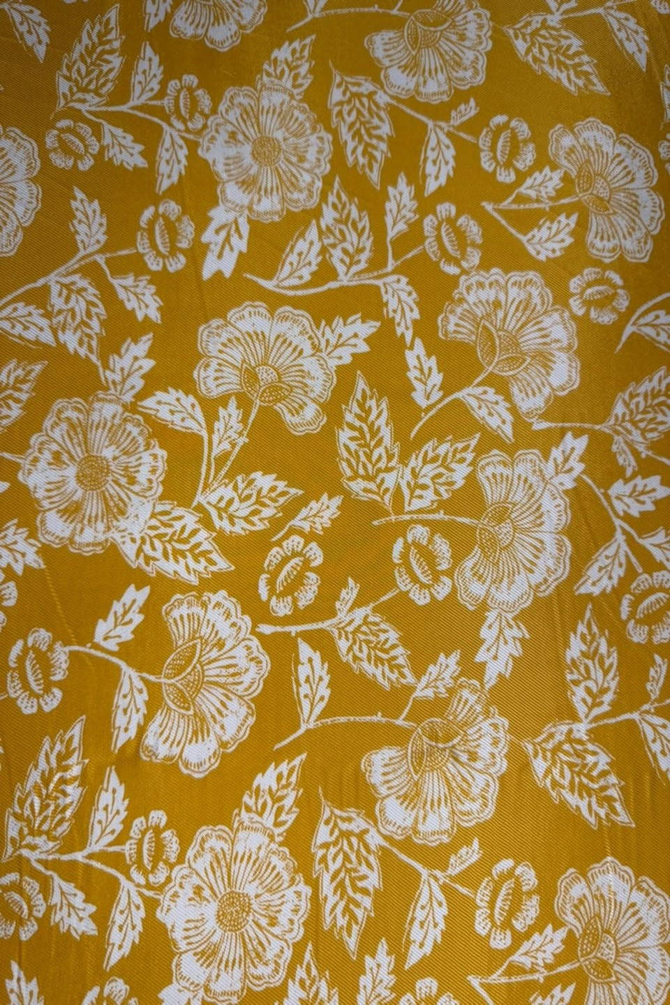 Marina Elaris - Mustard Yellow Floral Block Print 2 Piece Unstitched Suit