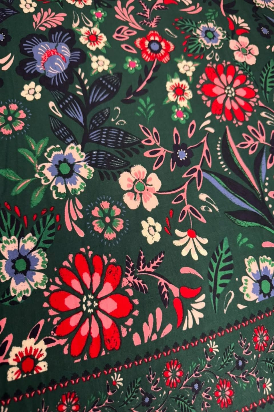 Marina Elaris - Bottle Green Multi-Color Floral Printed 2 Piece Unstitched Suit