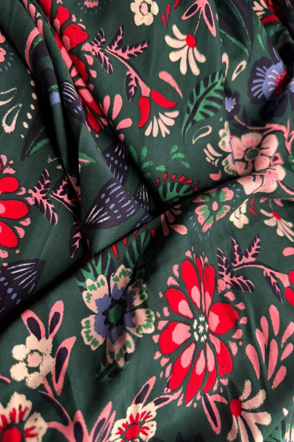 Marina Elaris - Bottle Green Multi-Color Floral Printed 2 Piece Unstitched Suit