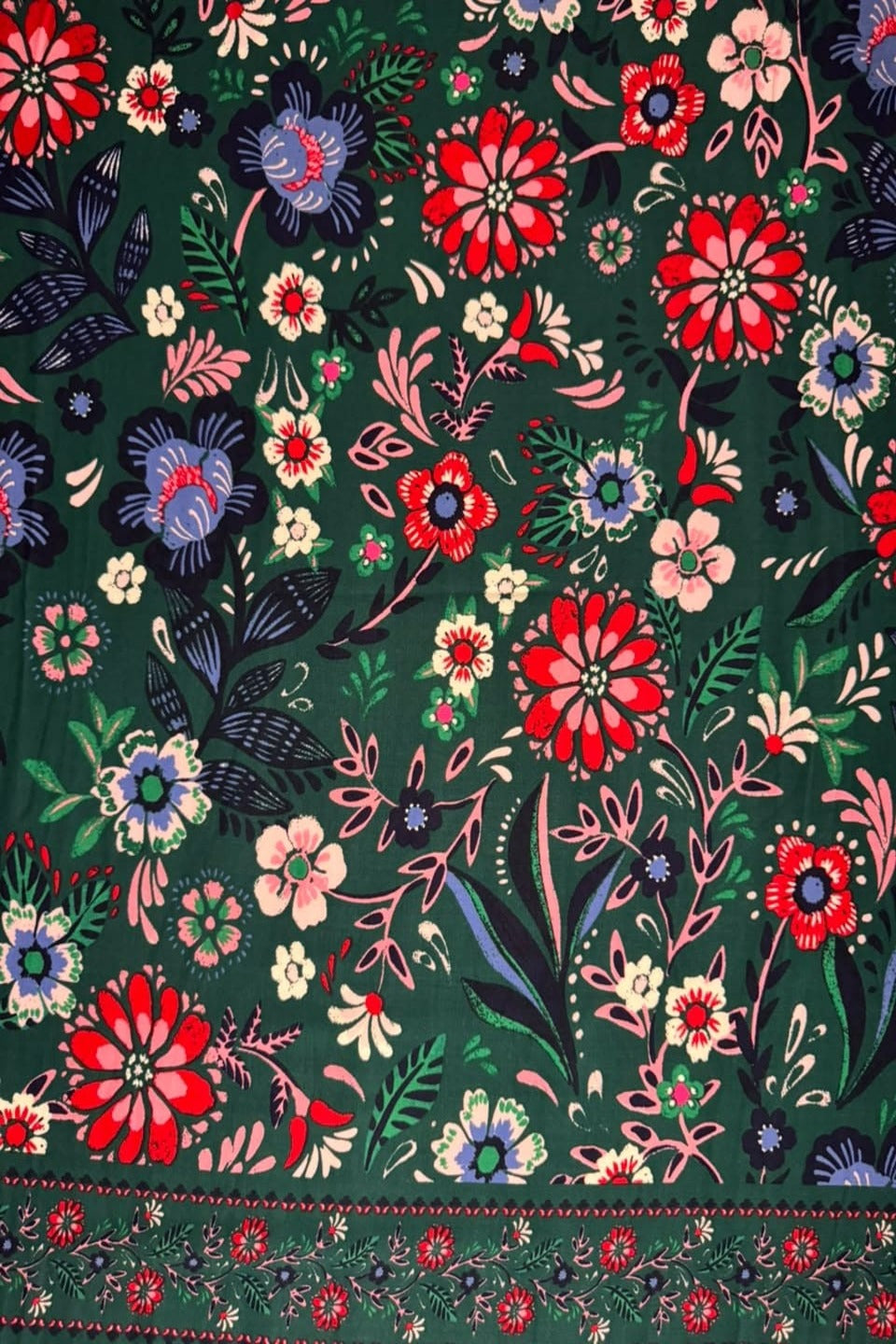 Marina Elaris - Bottle Green Multi-Color Floral Printed 2 Piece Unstitched Suit