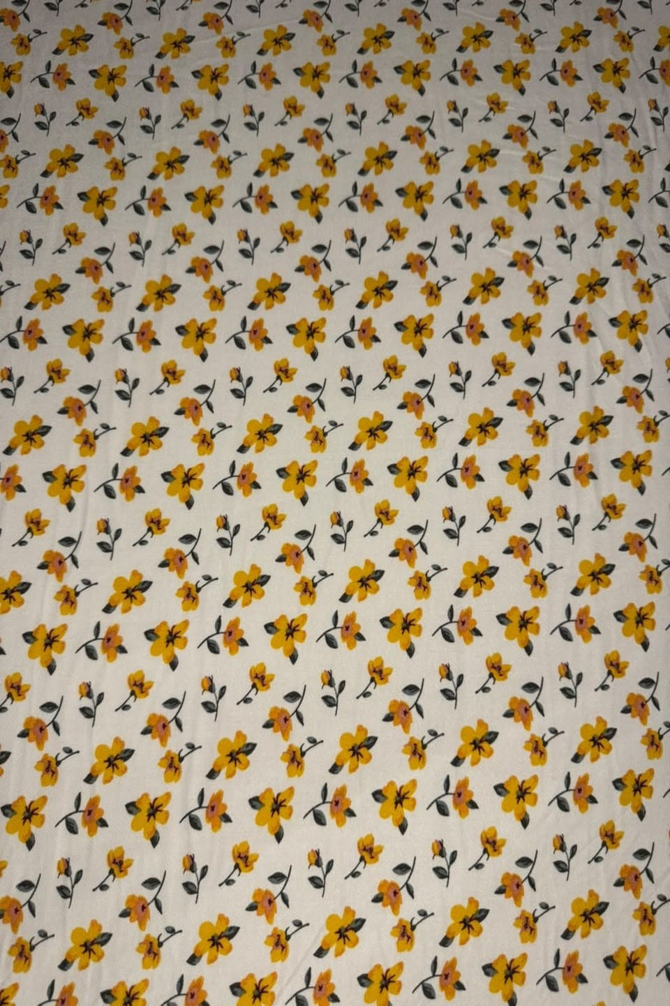 Marina Elaris - Off-White & Mustard Floral Ditsy Printed 2 Piece Unstitched Suit