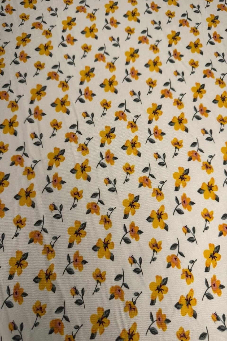 Marina Elaris - Off-White & Mustard Floral Ditsy Printed 2 Piece Unstitched Suit