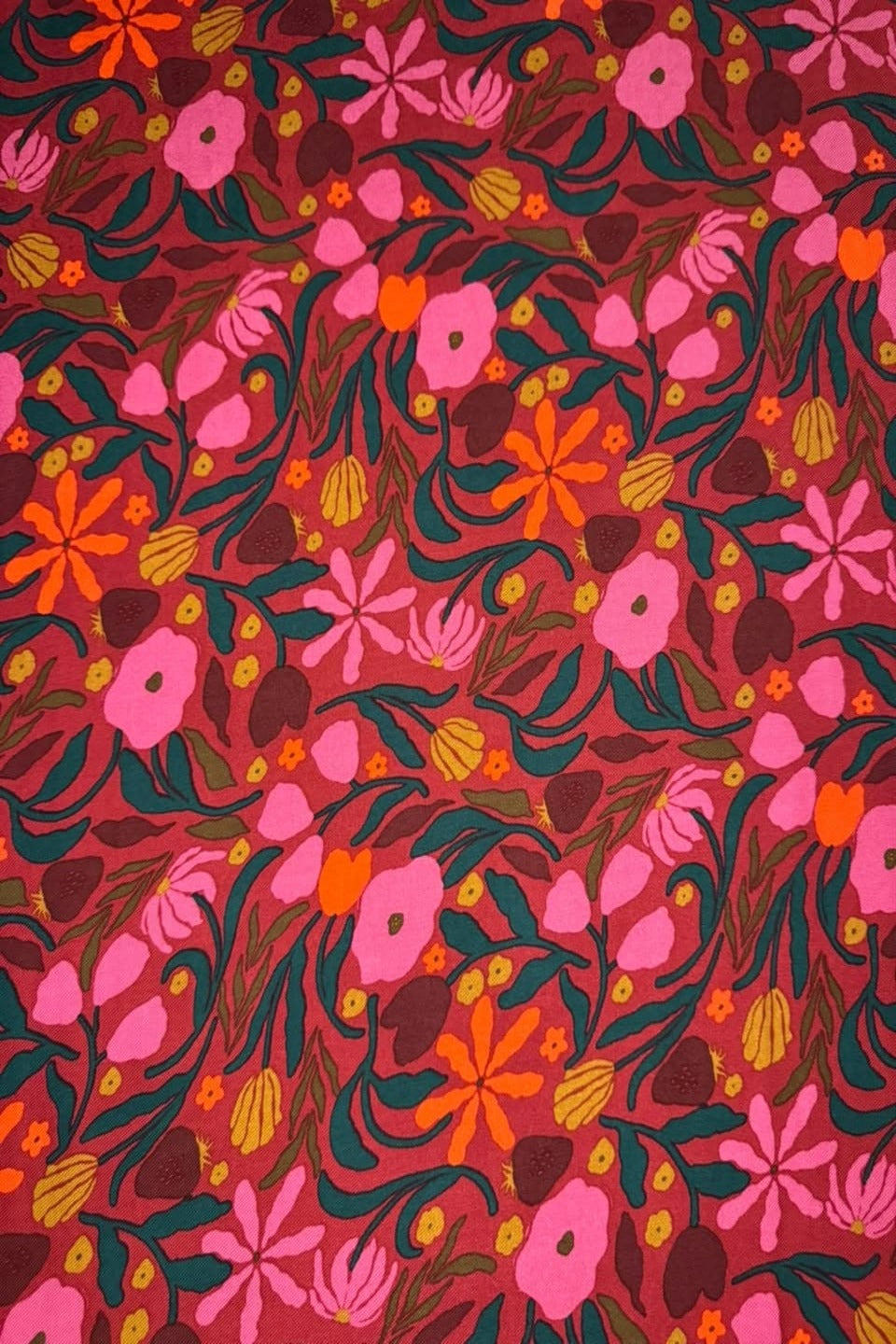 Marina Elaris - Deep Maroon Floral Meadow Printed 2 Piece Unstitched Suit