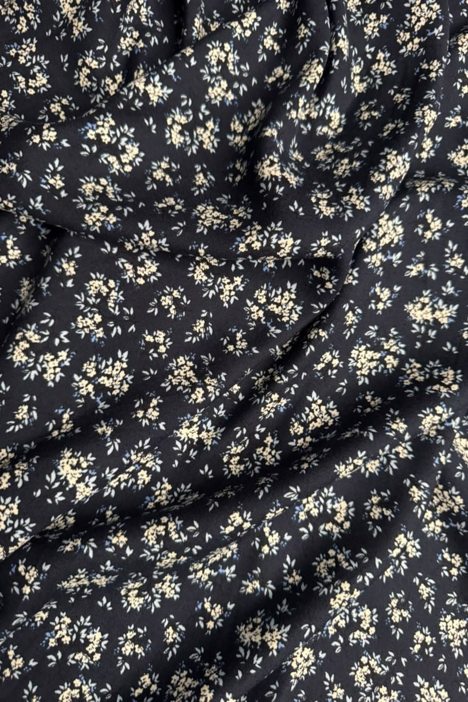 Marina Elaris - Jet Black Micro Ditsy Floral Printed 2 Piece Unstitched Suit