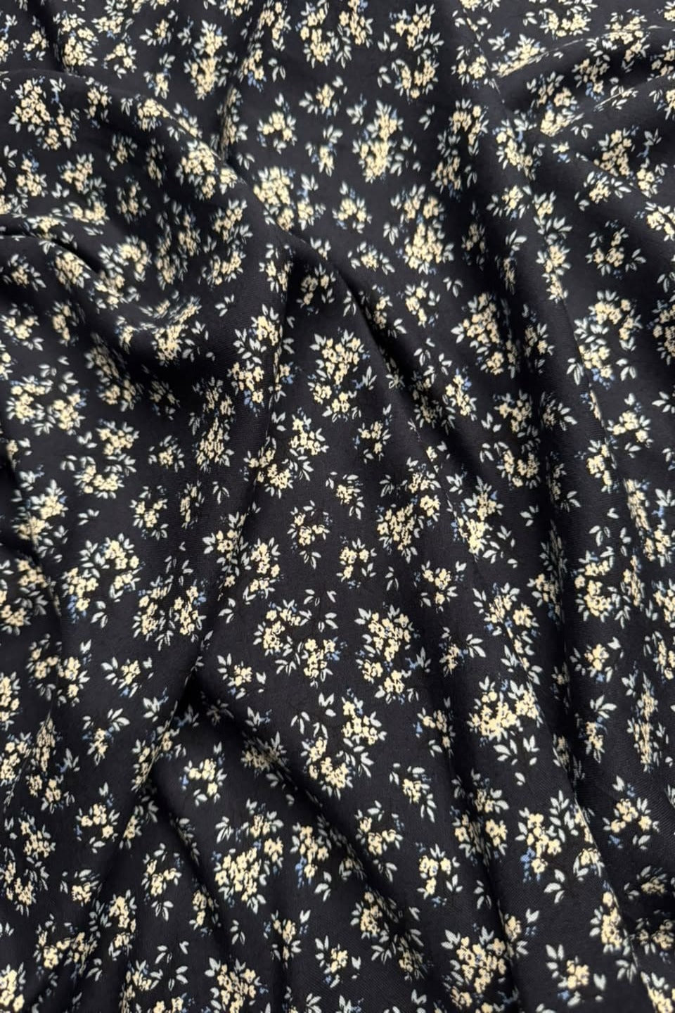 Marina Elaris - Jet Black Micro Ditsy Floral Printed 2 Piece Unstitched Suit