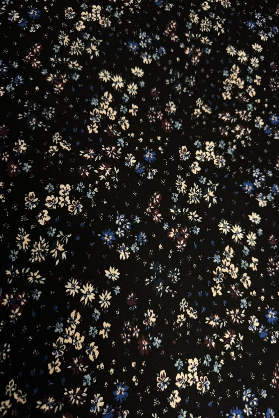 Marina Elaris - Jet Black Blue & Cream Ditsy Floral Printed 2 Piece Unstitched Suit