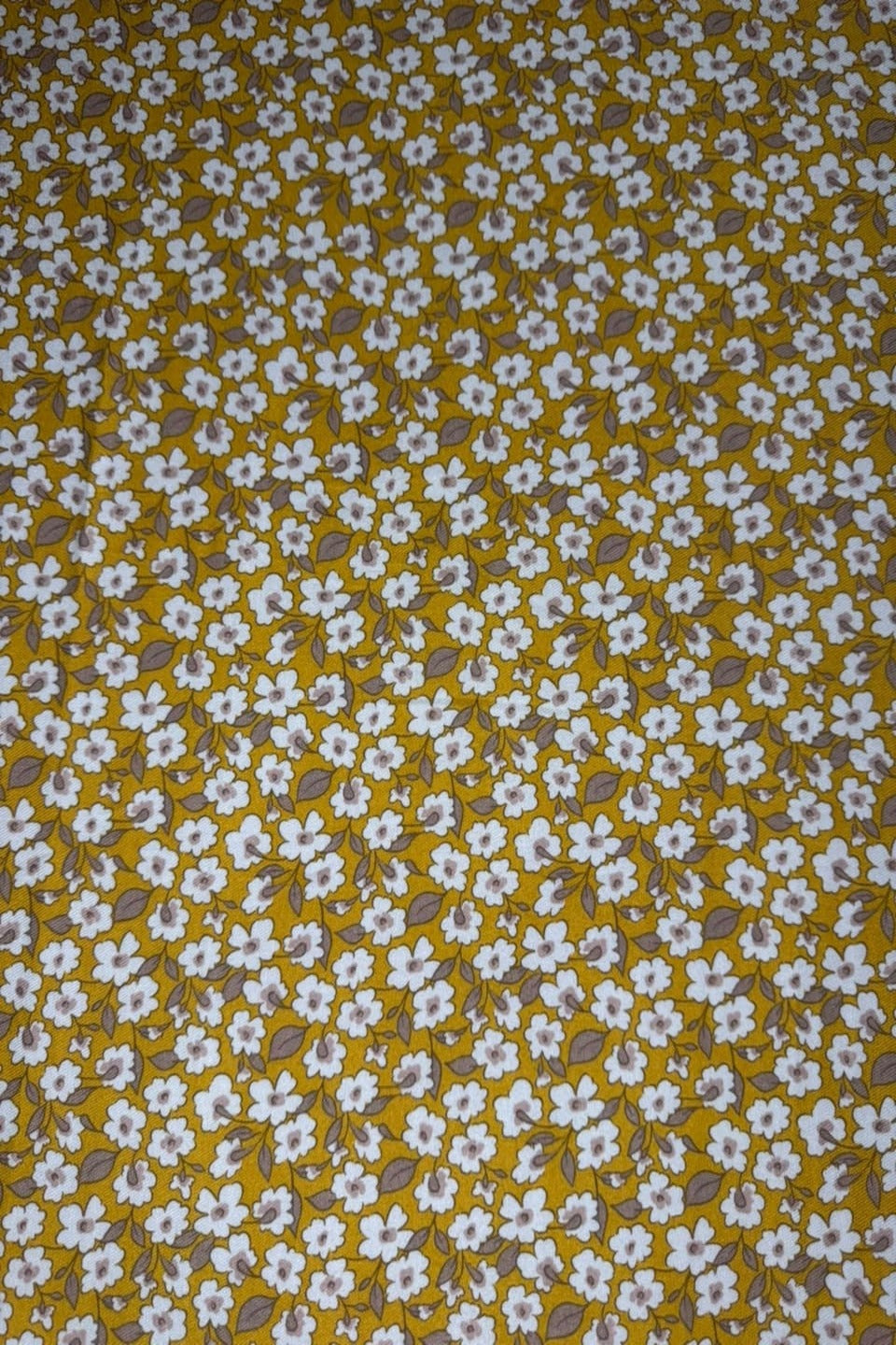 Marina Elaris - Ochre Yellow & Off-White Ditsy Floral Printed 2 Piece Unstitched Suit