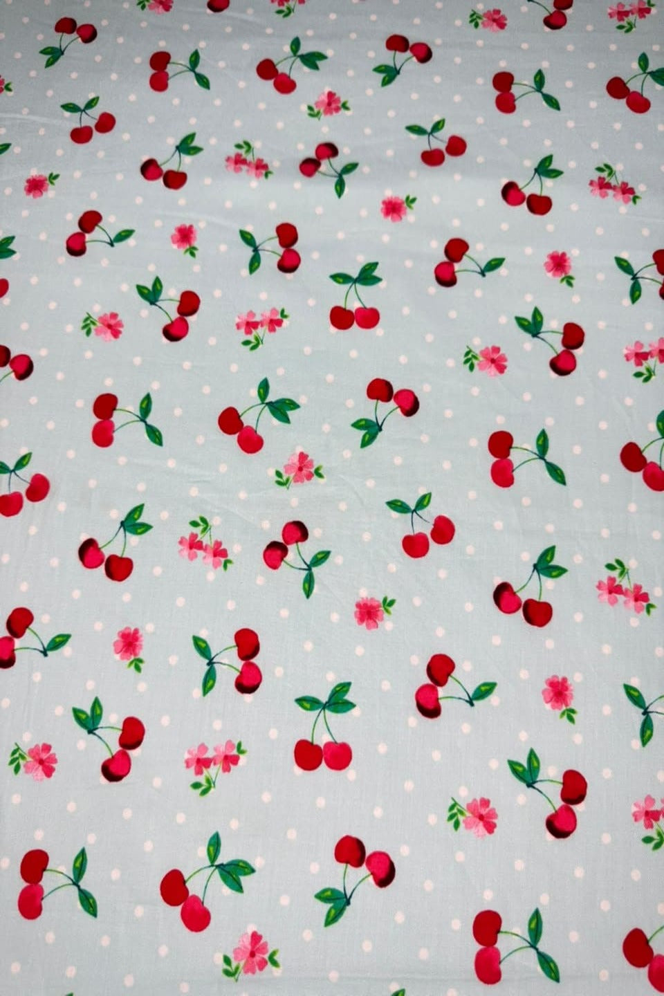 Marina Elaris - Ice Blue Cherry & Polka Dot Printed 2 Piece Unstitched Suit