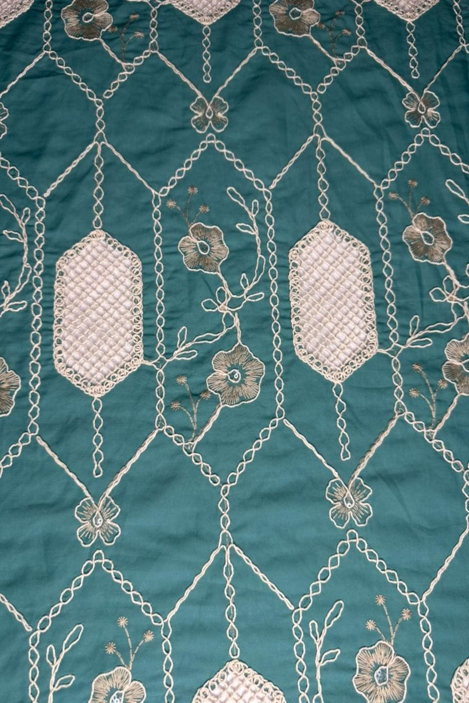 Premium Qureshian Chicken Kari Lawn Shirt – Geometric Design Teal Green) Shirt