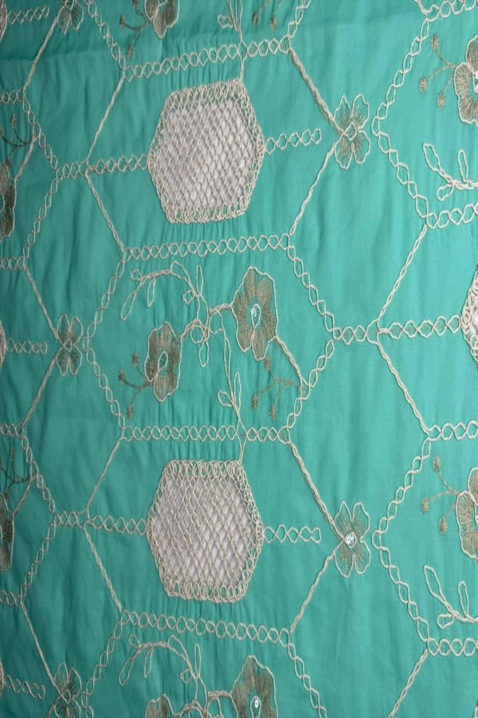 Premium Qureshian Chicken Kari Lawn Shirt – Geometric Design -Ferozi (Turquoise) Shirt