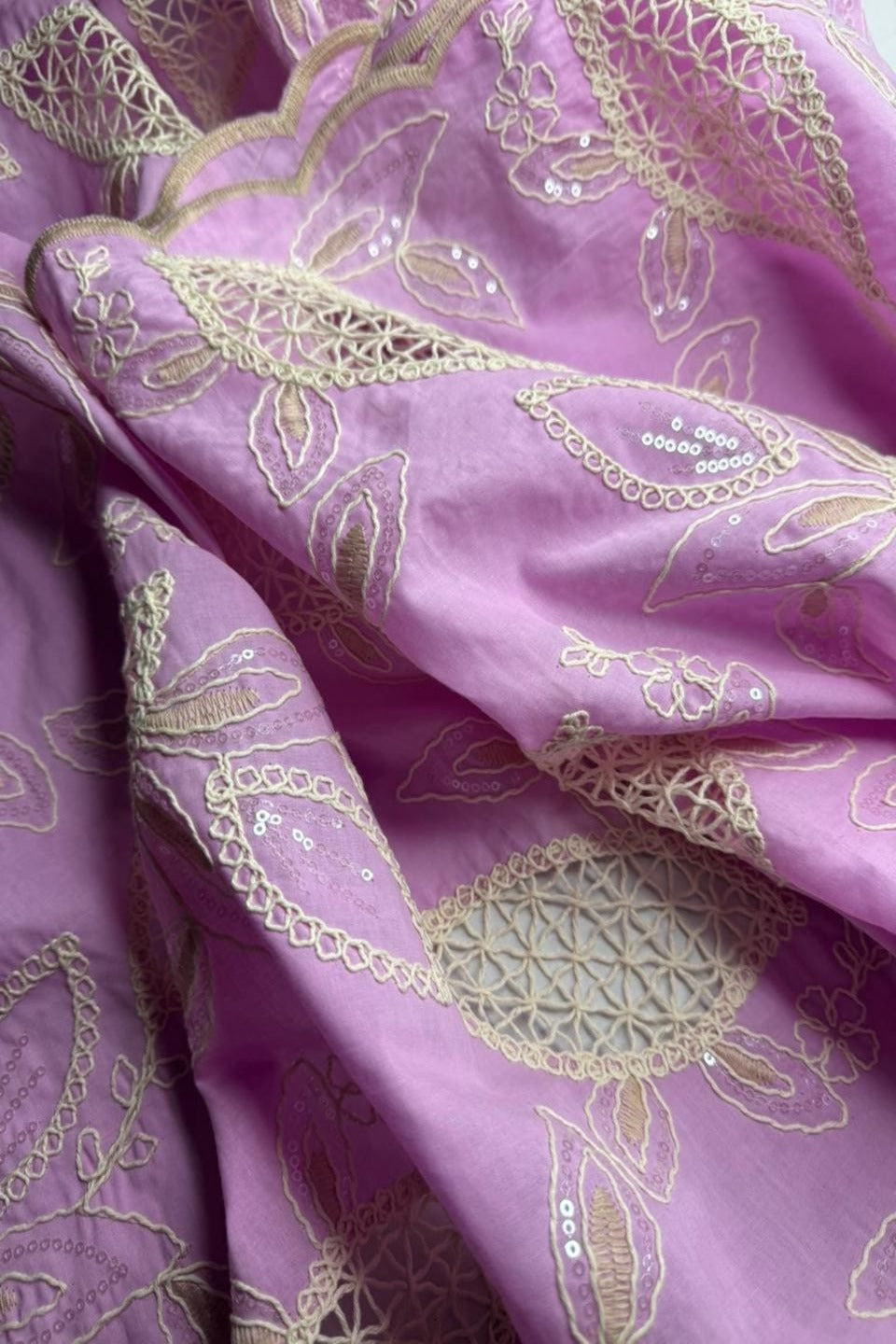 Exquisite Chikankari Lawn – Hand-Crafted Floral Patterns with Sequin Work Lavender