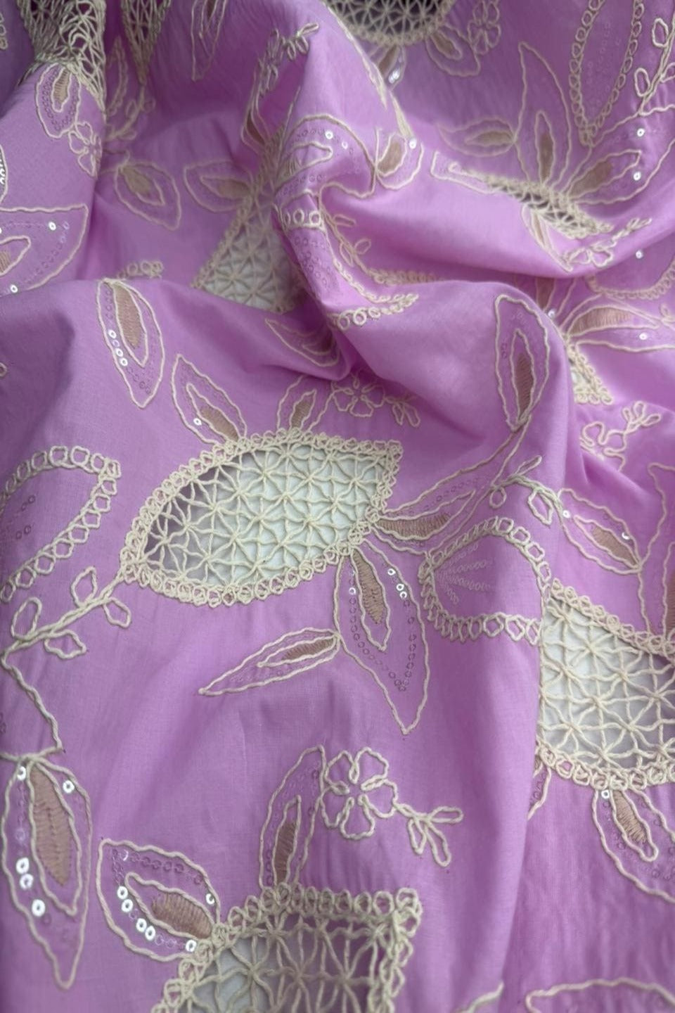 Exquisite Chikankari Lawn – Hand-Crafted Floral Patterns with Sequin Work Lavender
