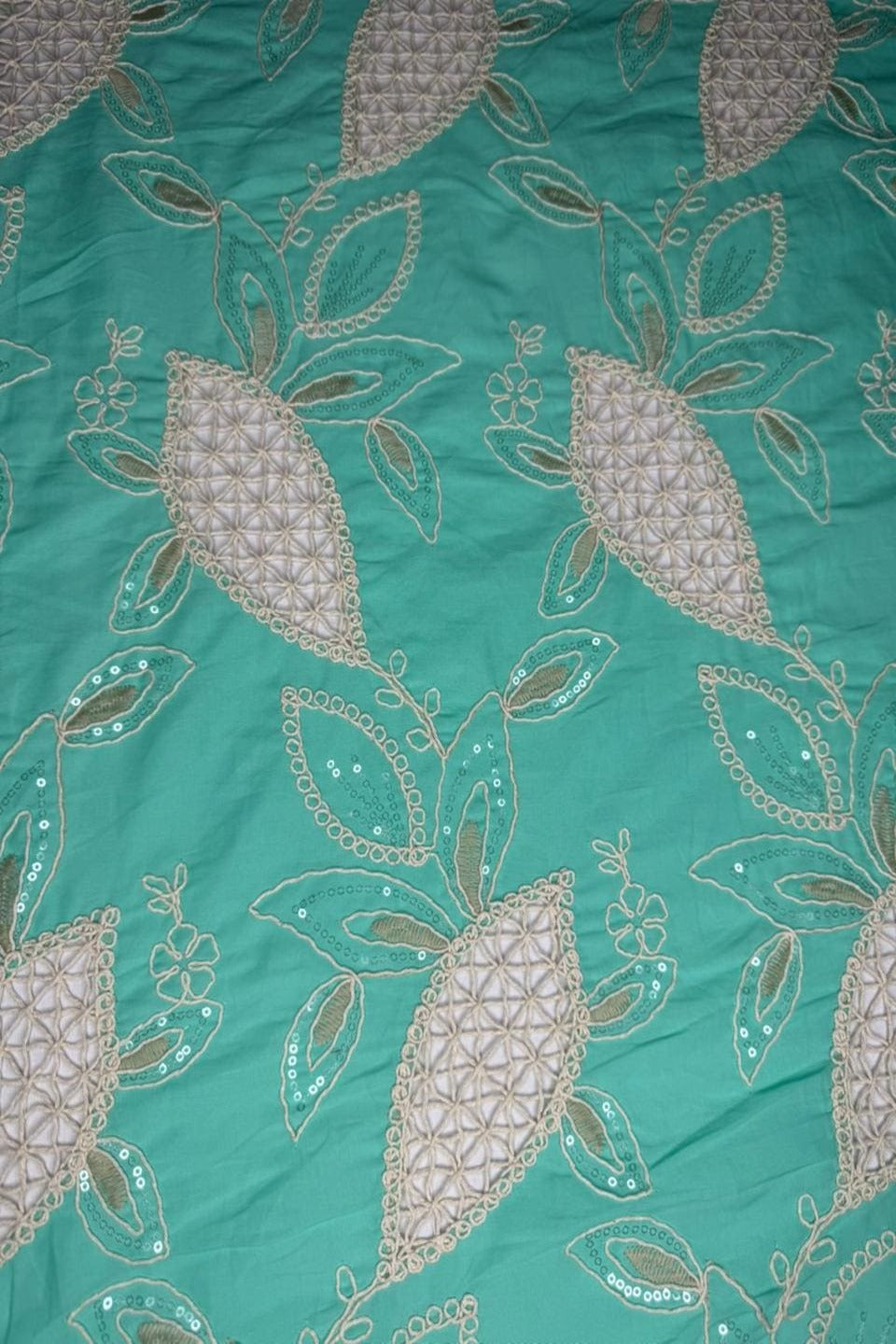 Exquisite Chikankari Lawn – Hand-Crafted Floral Patterns with Sequin Work Seafoam Green