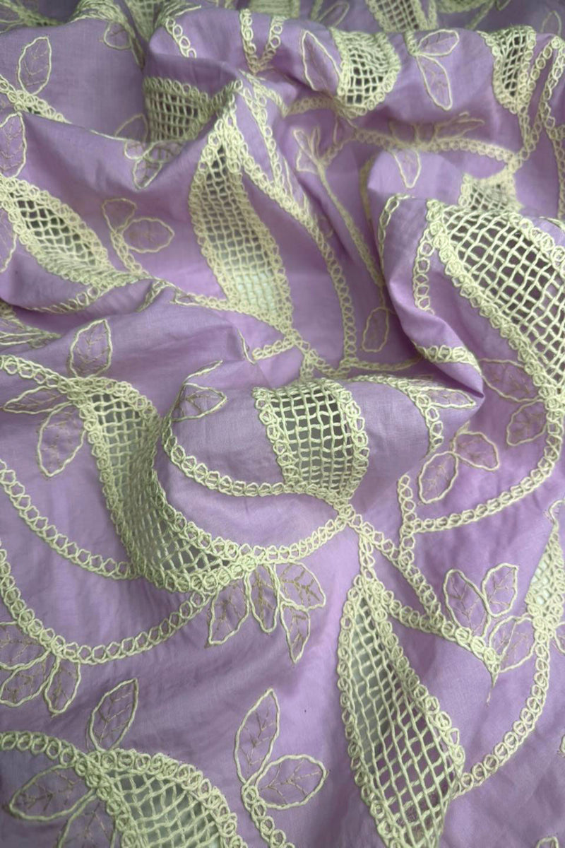 Lavender Ivory Luxe Chikankari Lawn | Premium Lavender Cutwork Fabric ...