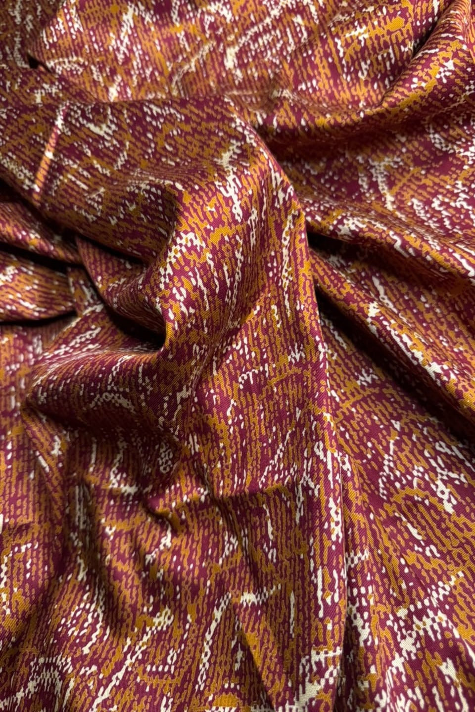 Velora Marina Tribal Mosaic Printed Suit - Maroon & Gold