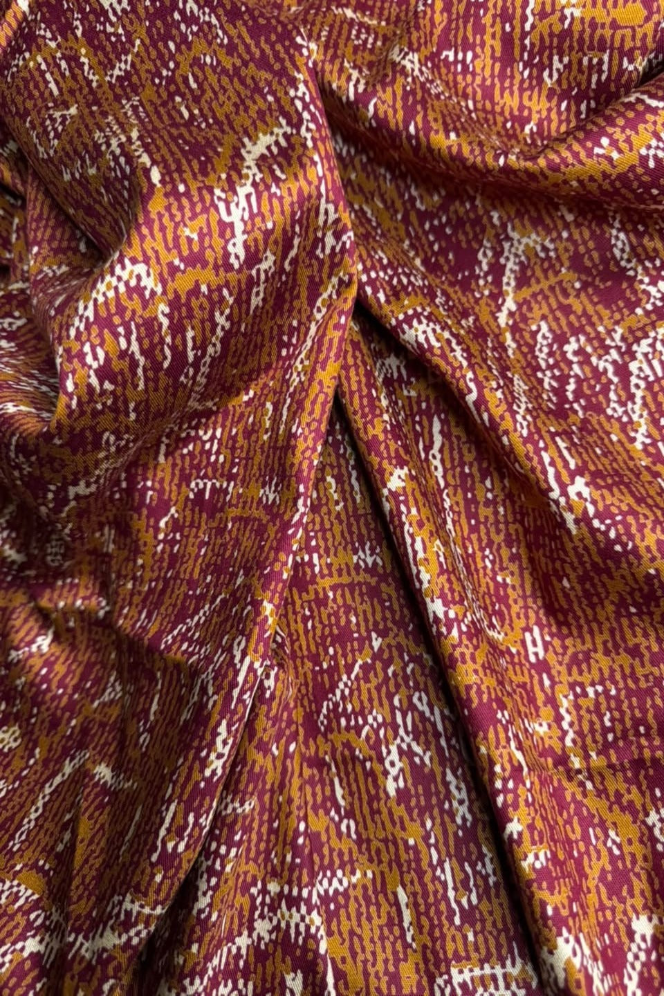 Velora Marina Tribal Mosaic Printed Suit - Maroon & Gold