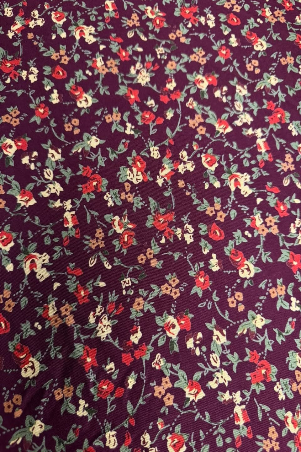 Velora Marina Petite Ditsy Floral Printed Suit - Deep Plum