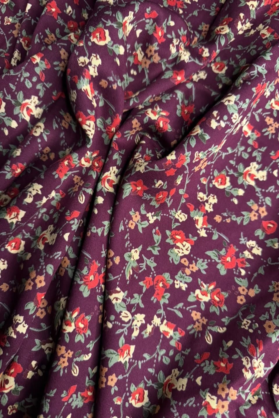 Velora Marina Petite Ditsy Floral Printed Suit - Deep Plum