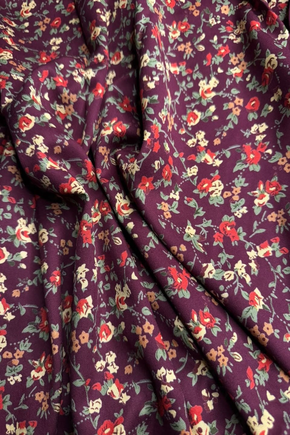 Velora Marina Petite Ditsy Floral Printed Suit - Deep Plum