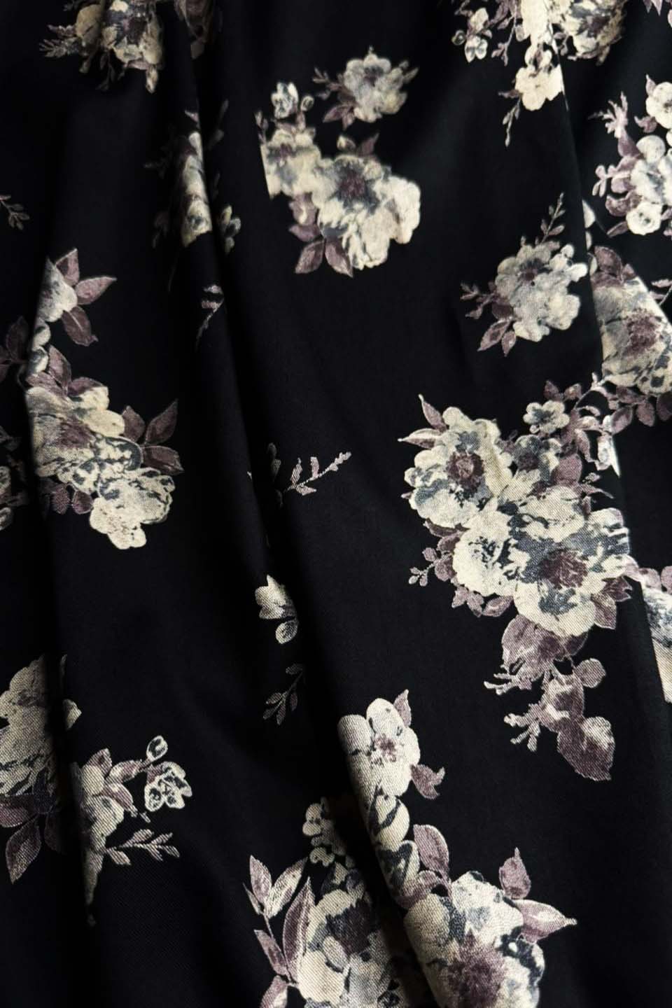 Velora Marina Midnight Blooms Printed Suit - Deep Black