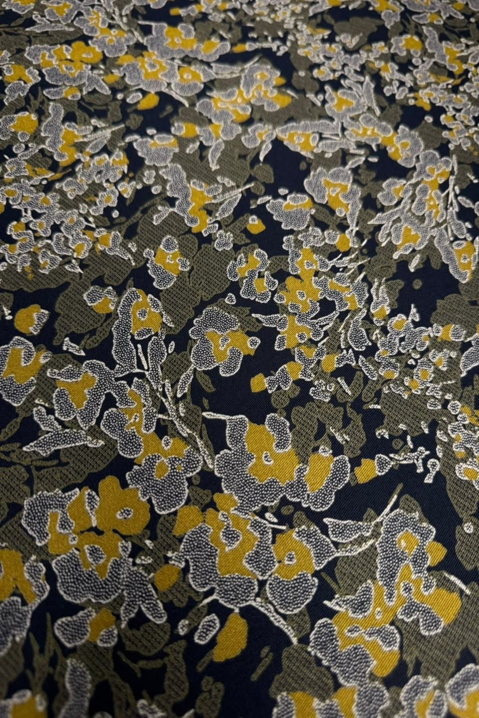 Velora Marina Mustard Blossom Abstract Printed Suit - Dark Navy