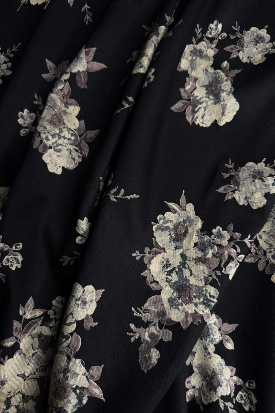 Velora Marina Midnight Blooms Printed Suit - Deep Black