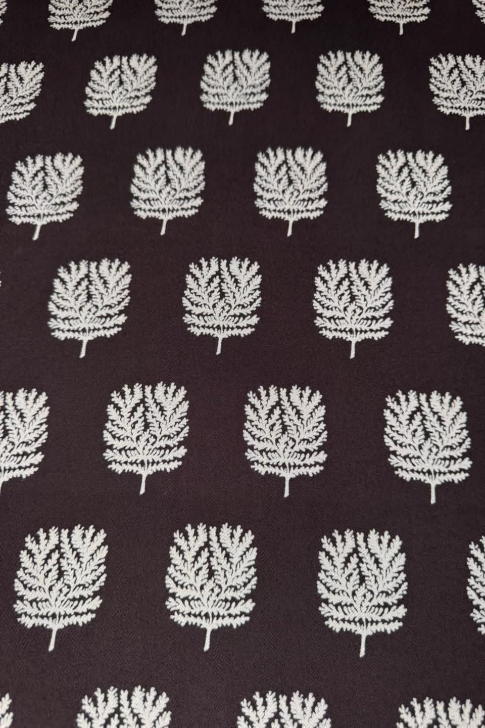 Velora Marina Pine Motif Block Printed Suit - Deep Brown