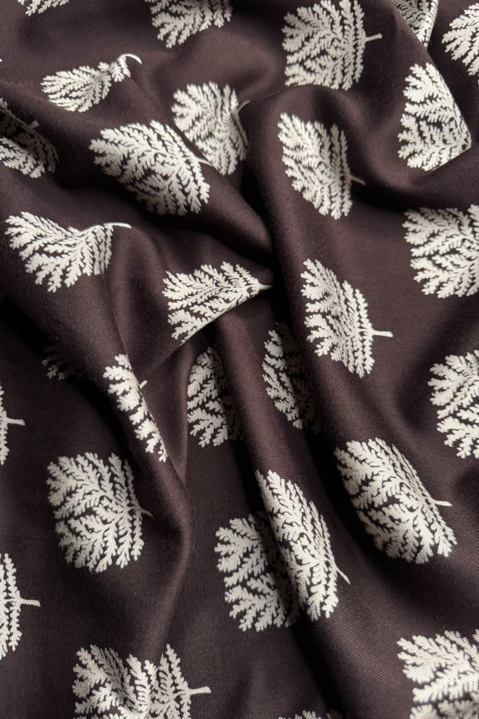 Velora Marina Pine Motif Block Printed Suit - Deep Brown