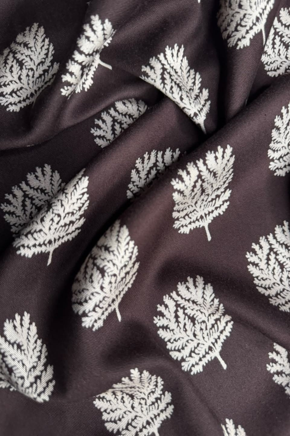 Velora Marina Pine Motif Block Printed Suit - Deep Brown