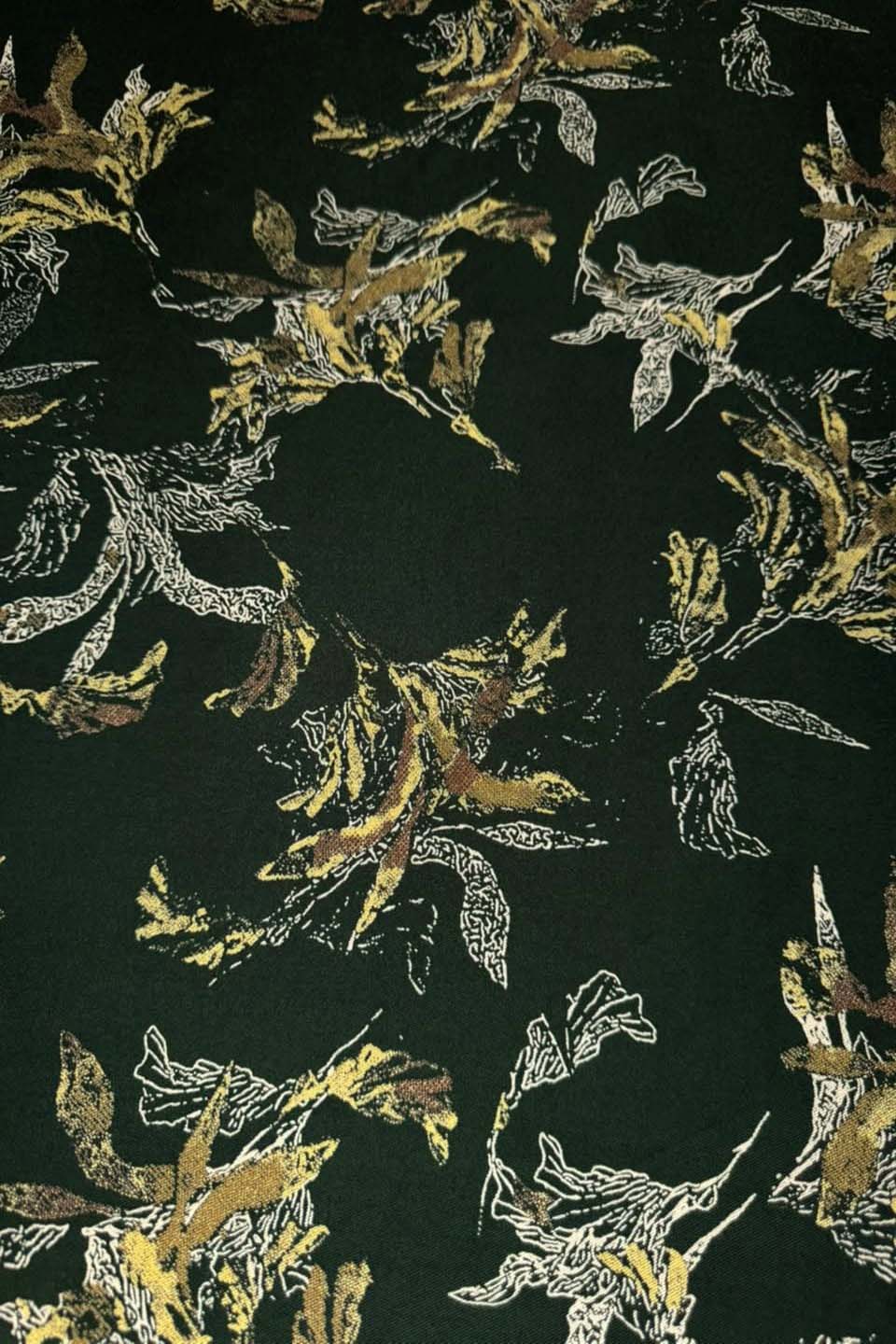 Velora Marina Golden Foliage Printed Suit - Deep GREEN