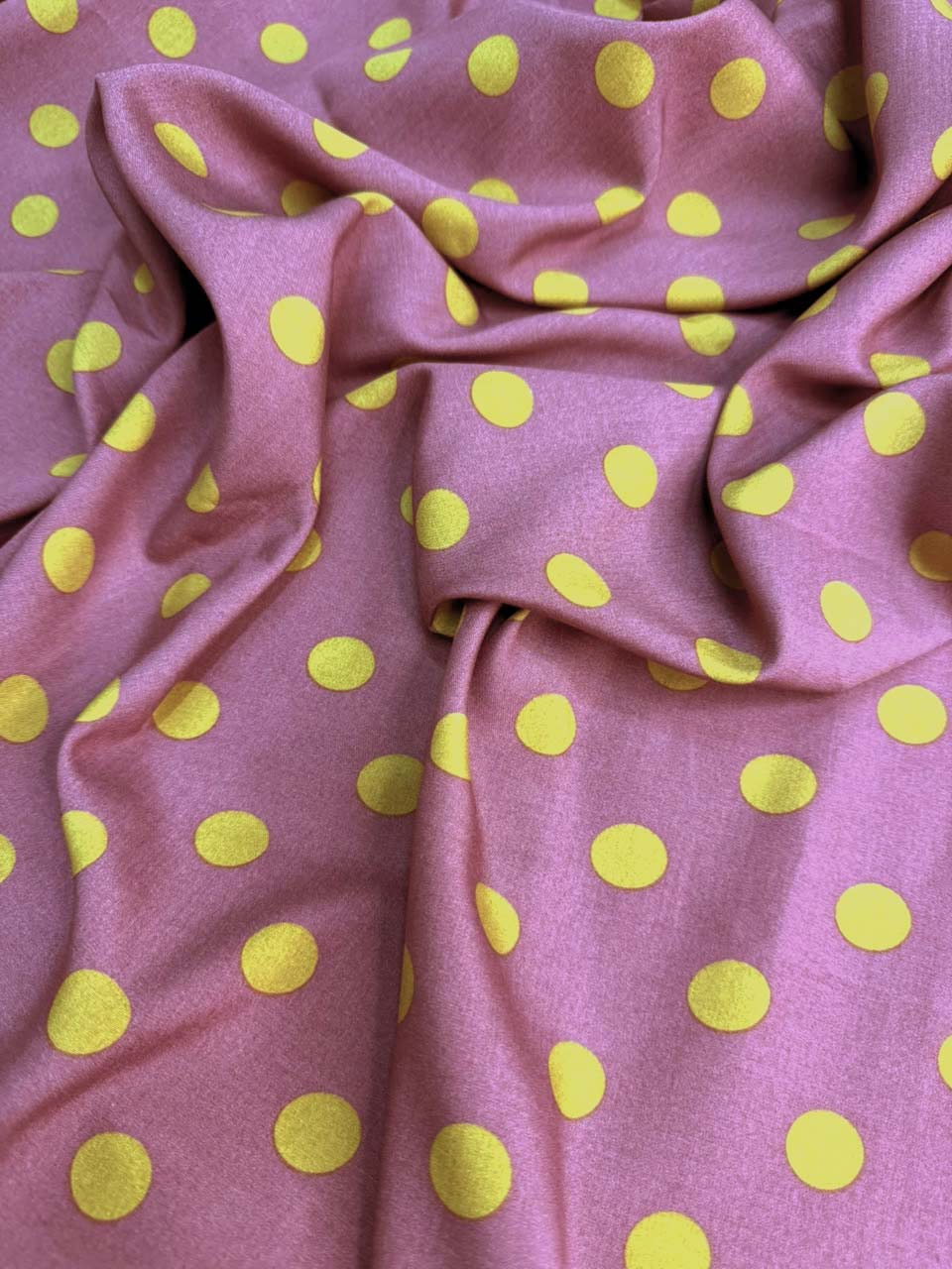Premium Stone Linen – Golden Polka Dot Print | Mauve Pink