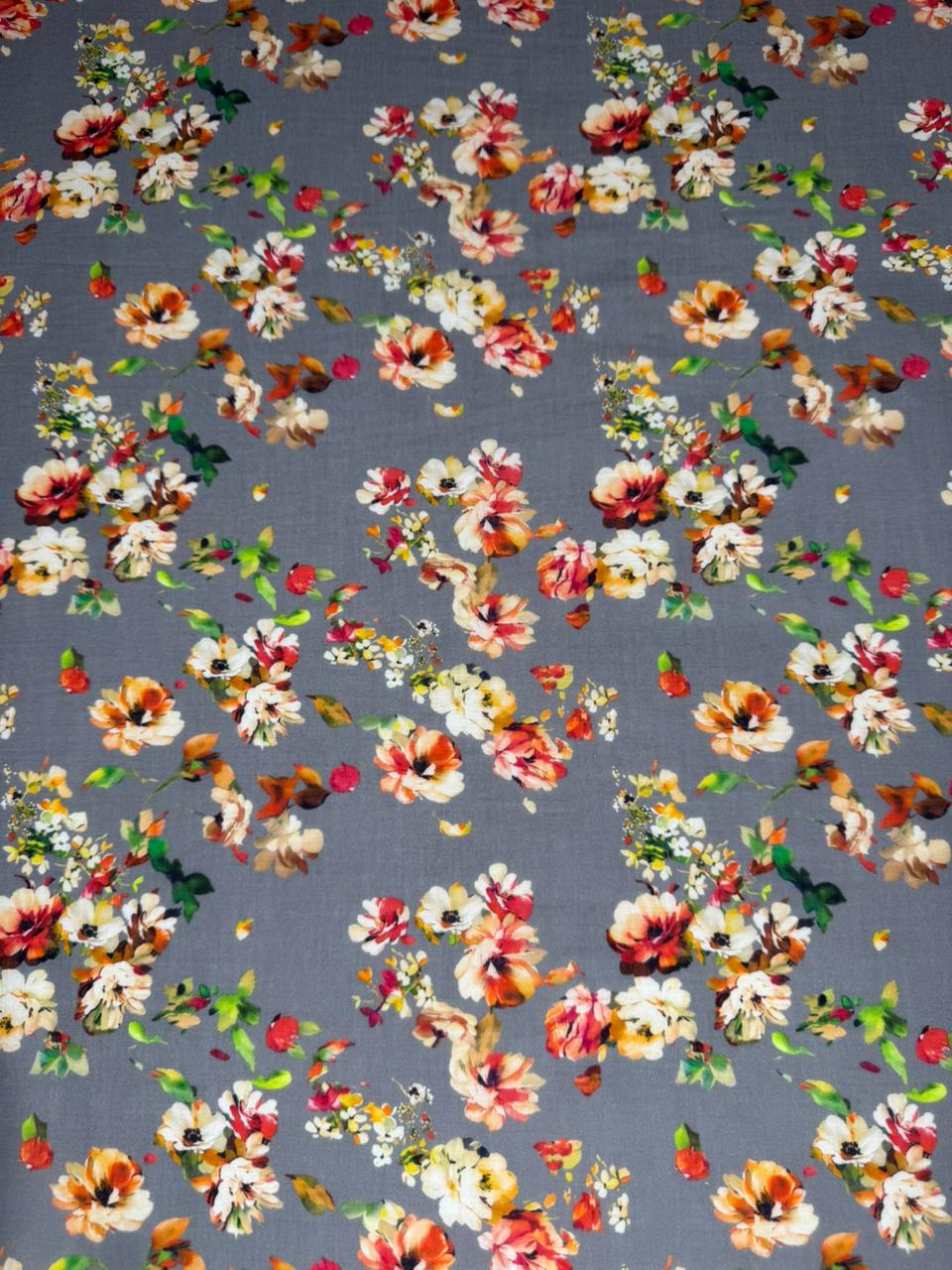 Colorful floral pattern on a gray background