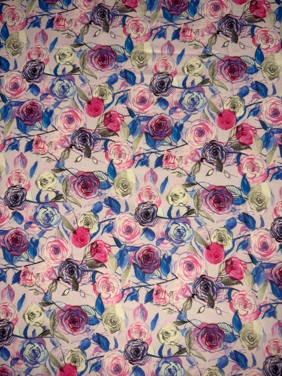 Pattern of colorful flowers on a fabric background