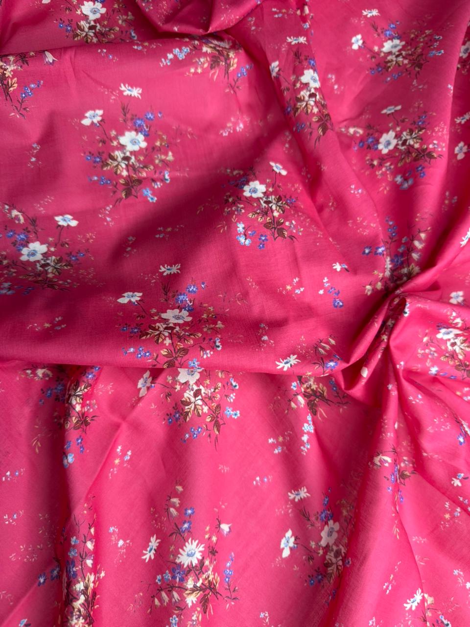 Red fabric with floral pattern
