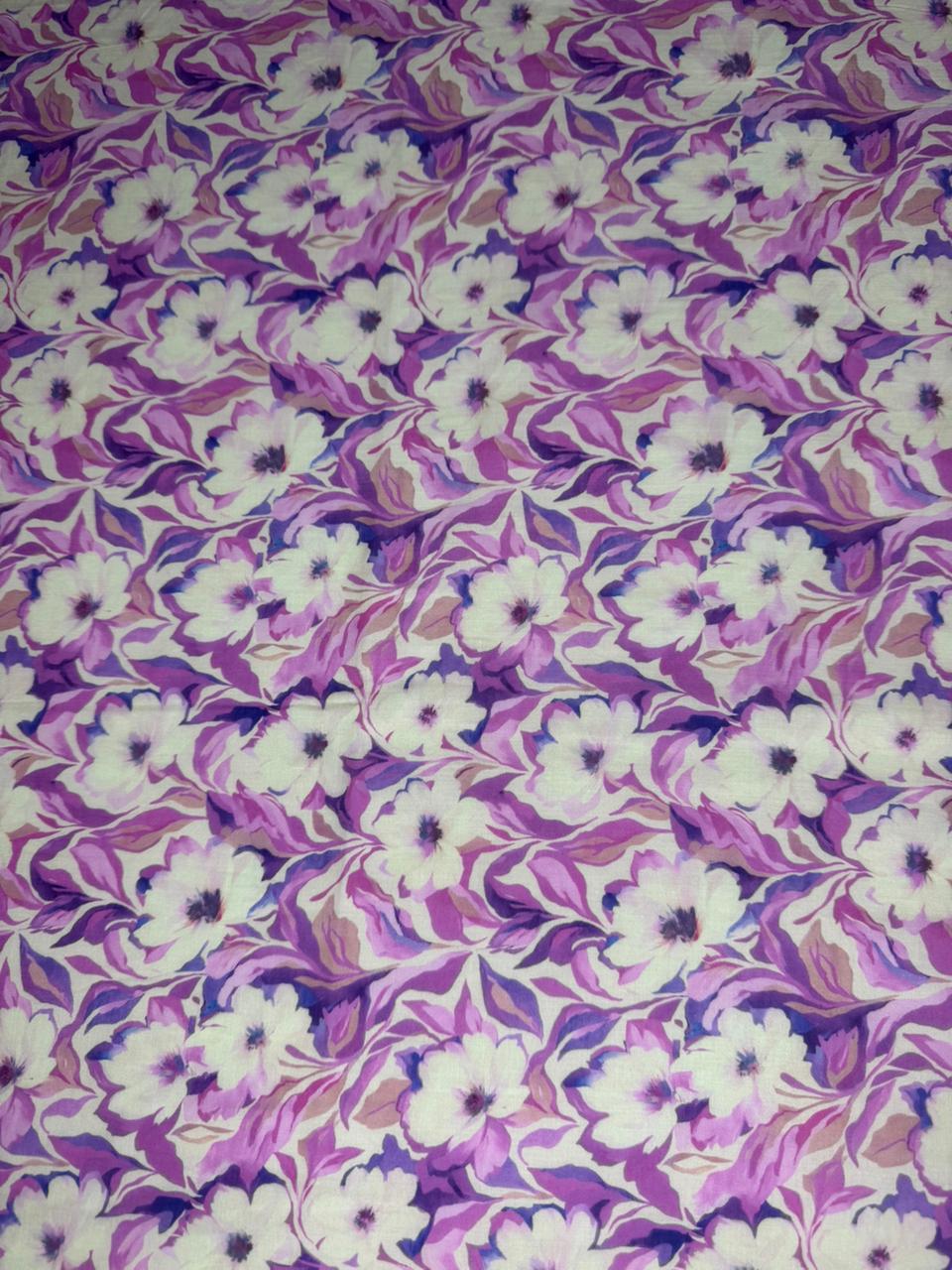 Floral pattern with white flowers on a purple background