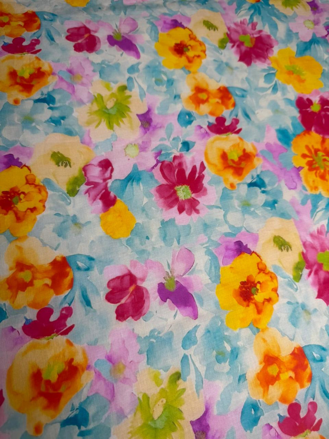 Colorful floral pattern on a fabric background