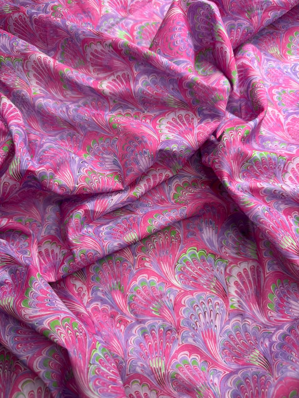 Close-up of pink and purple patterned fabric