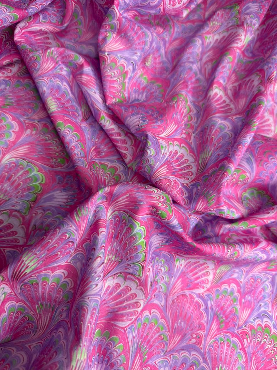Close-up of pink and purple patterned fabric