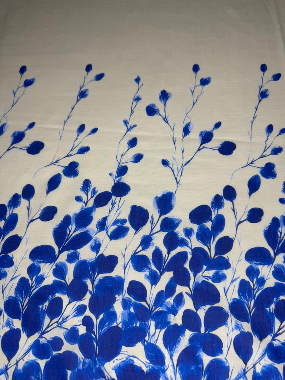 Blue floral pattern on a white background